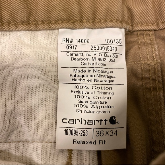 Carhartt Chino Pants 36X34 Measurement Tan Workwear - Picture 5 of 7